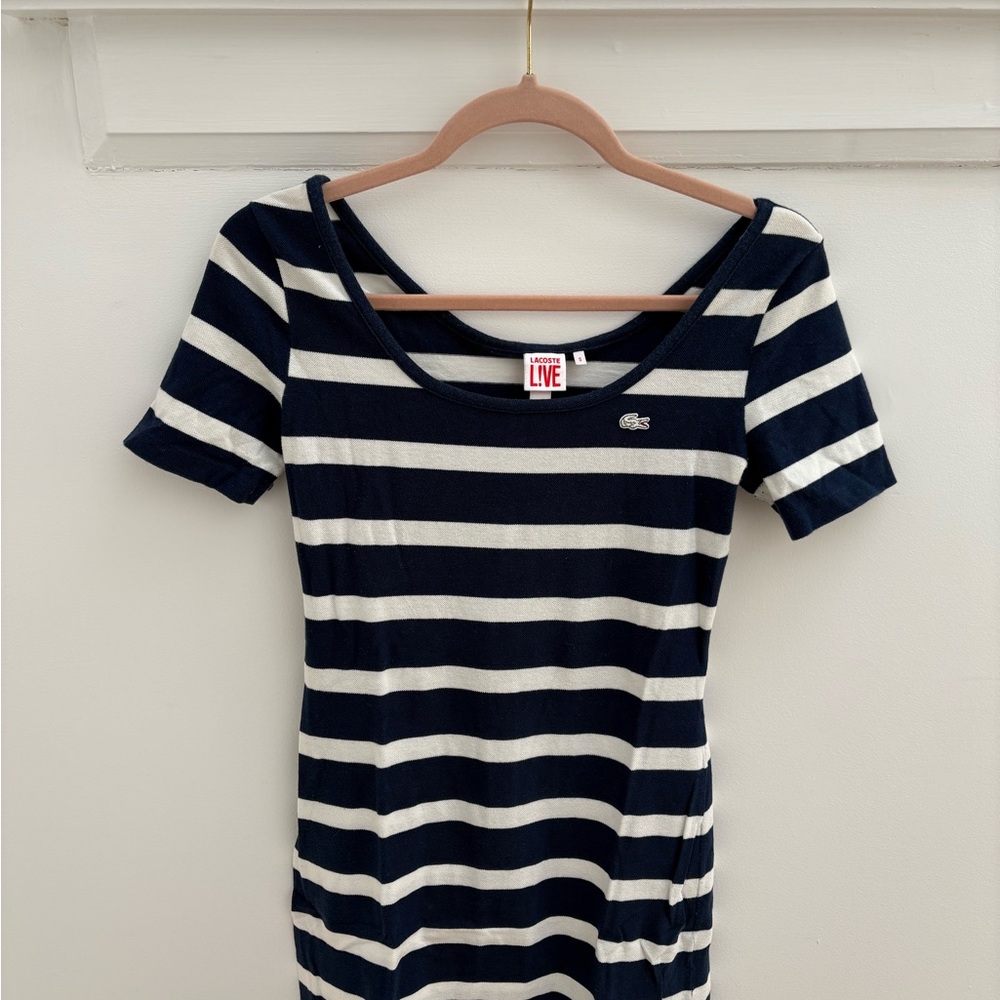 Lacoste Women's Navy and White Striped Dress
